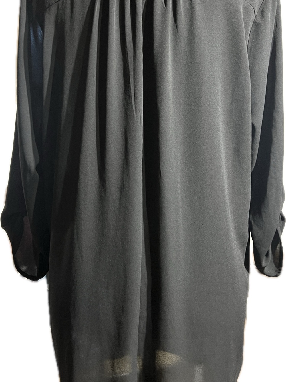 Lush Black V-Neck Long Sleeve Tunic with Chest Pocket - Picture 2 of 3